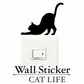 ウォールステッカー　壁紙シール　猫　伸び　CAT LIFE