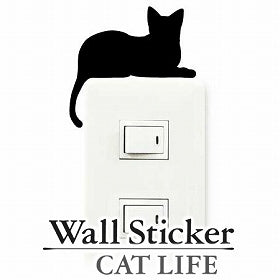 ウォールステッカー　壁紙シール　猫　寝そべり　CAT LIFE
