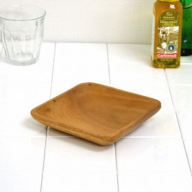 アカシア　プレート　角皿　木製　15cm　食器