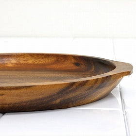 アカシア　プレート　丸皿　木製　25cm　持ち手付　食器