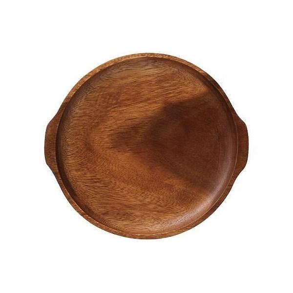 アカシア　プレート　丸皿　木製　25cm　持ち手付　食器