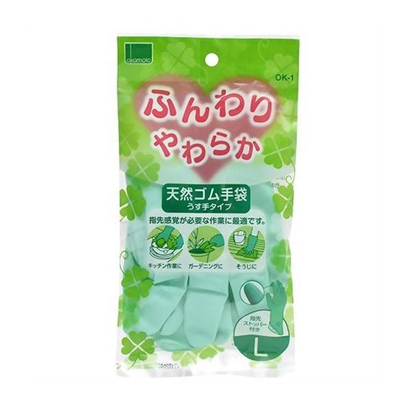 天然ゴム手袋　ふんわりやわらか　Lサイズ　指先ストッパー付き　薄手　裏毛