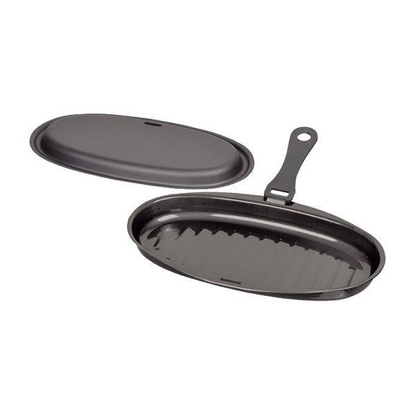 グリルパン ラクッキング 小判型ウェーブ 25×13cm IH対応 鉄製 蓋付き ハンドル付き