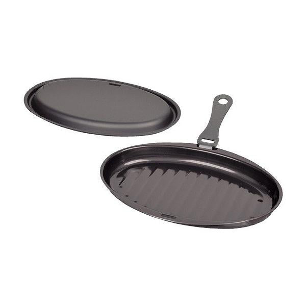 グリルパン ラクッキング 小判型ウェーブ 25×16cm IH対応 鉄製 蓋付き ハンドル付き