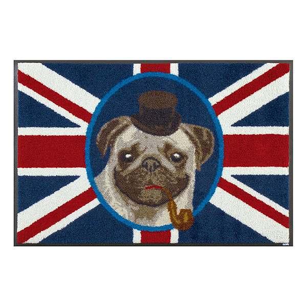 玄関マット　wash＋dry　ウォッシュアンドドライ　British Pug　屋内屋外兼用　50×75cm