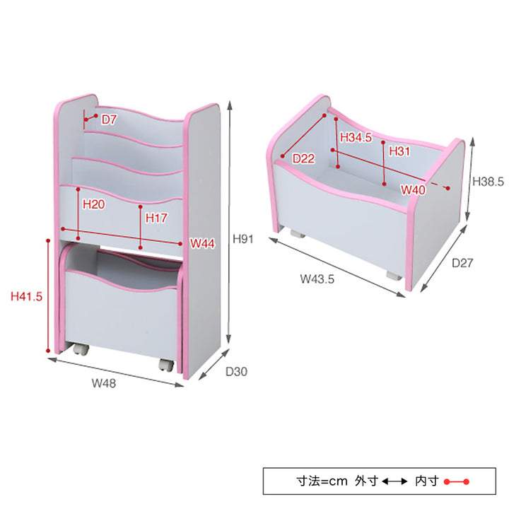 絵本ラックキャスターボックス付エッジソフト幅48cm