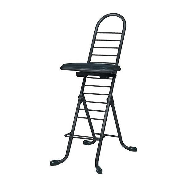 プロワークチェア 作業椅子 スイング ハイタイプ ブラック/ブラック