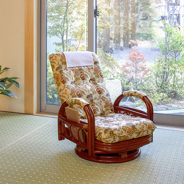 ラタン　クッションリバーシブル回転座椅子　ハニー ラタン クッションリバーシブル回転座椅子 BR/HN | Imairu