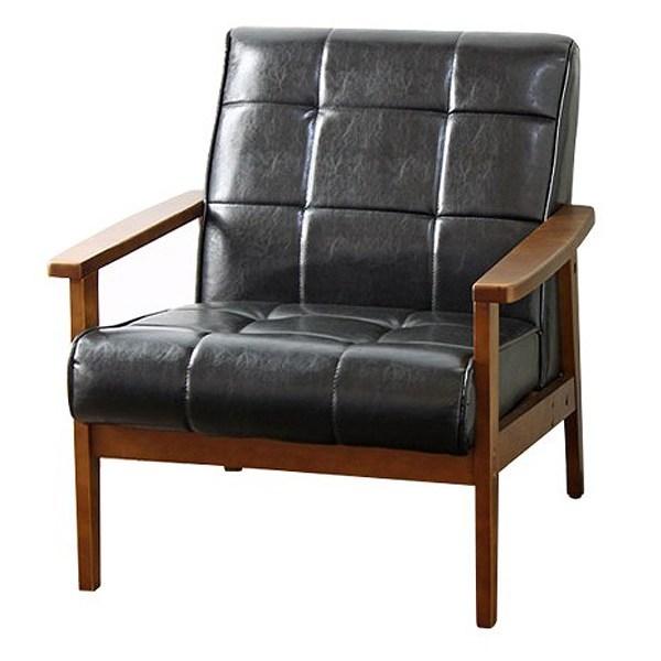 ソファ　椅子　レトロモダン調　木製フレーム　一人掛け用　合皮製