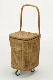 ショッピングカート ラタン キャスター付 買い物カゴ 幅35cm 