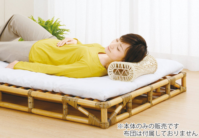 籐 すのこベッド 軽量 シングルサイズ 籐枕付き