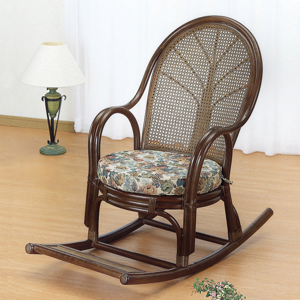 籐製品　ロッキングチェアー ＊写真にて確認ください 籐椅子 ラタンチェア ハイバックロッキングチェア チョコレート