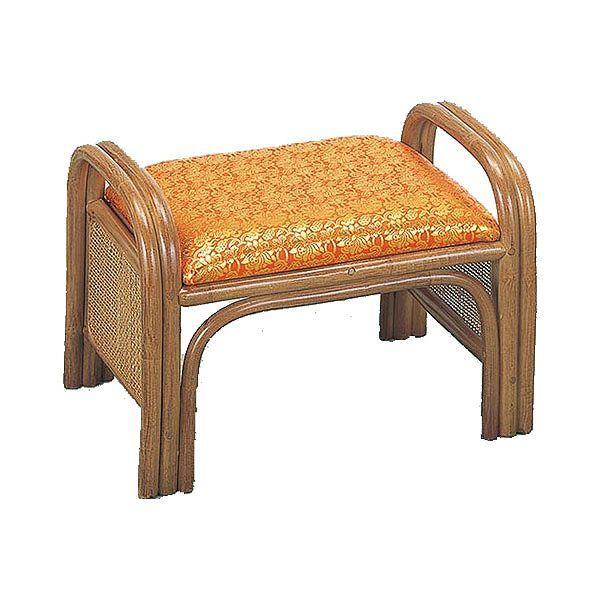 ラタンチェア　金襴座椅子　朱　ハイタイプ　仏事　籐家具　座面高31cm　
