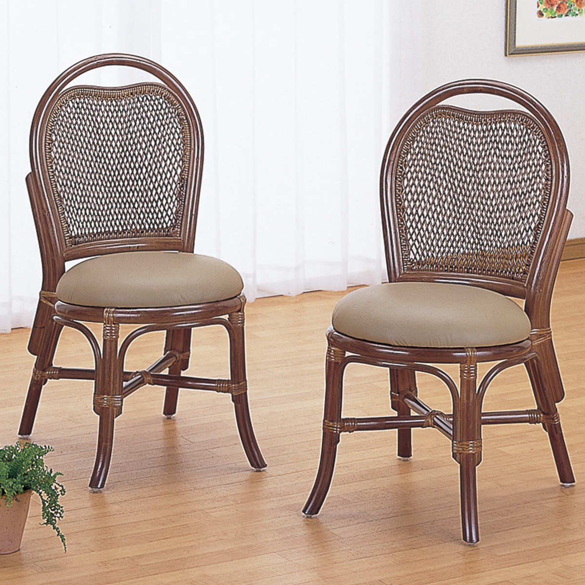 籐 ダイニングチェア 2脚組 クッション付 座面高44cm – ハウジー