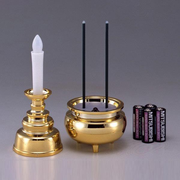 安心のろうそく・お線香セット　2点　ゴールド