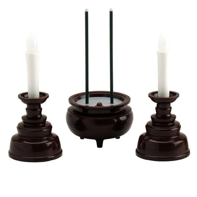 安心のろうそく・お線香セット　3点　ダークブラウン