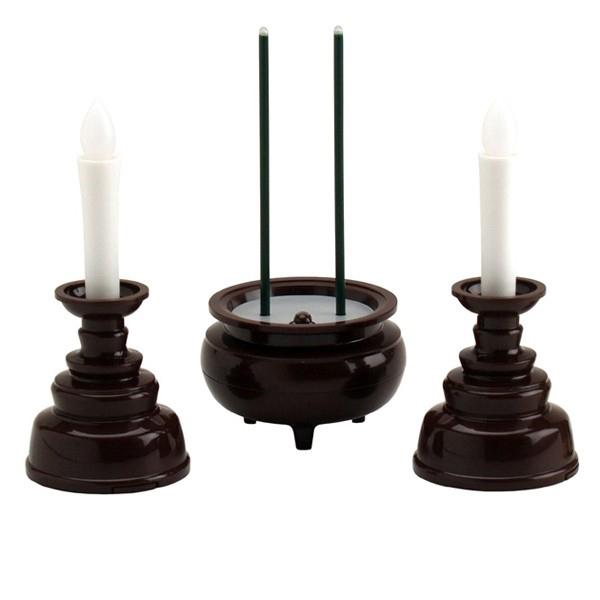 安心のろうそく・お線香セット　3点　ダークブラウン