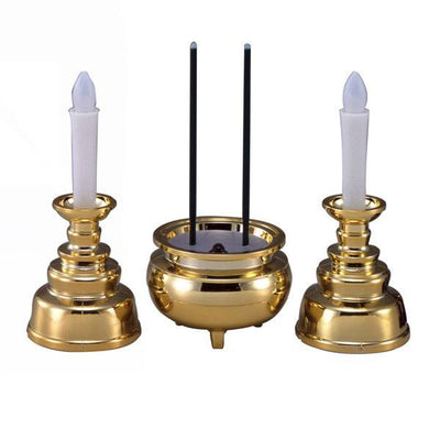 安心のろうそく・お線香セット　3点　ゴールド