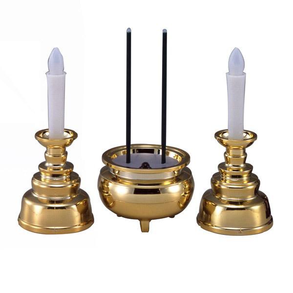 安心のろうそく・お線香セット　3点　ゴールド
