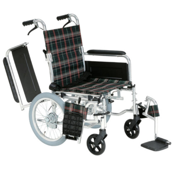 多機能車いす 跳ね上げ式スイングアウトタイプ 介助式背折れ型 チェック柄 非課税
