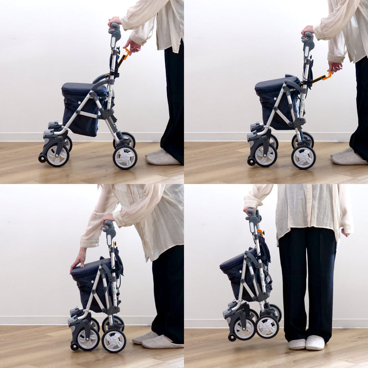 シルバーカースルーンボックスNネイビー軽量コンパクト座れるおしゃれ