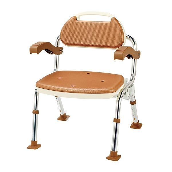 折りたたみ　シャワーベンチ　肘掛　背付タイプ