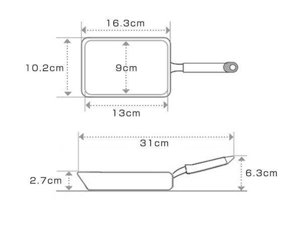 玉子焼き器約9×13cmガス火専用鉄製ネオキャスチール日本製
