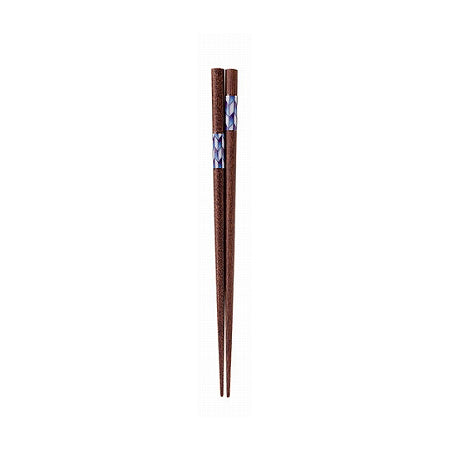箸 20.5cm ビーズ藍矢来 先角箸 木製