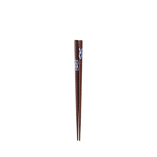 箸 20.5cm ビーズ藍矢来 先角箸 木製