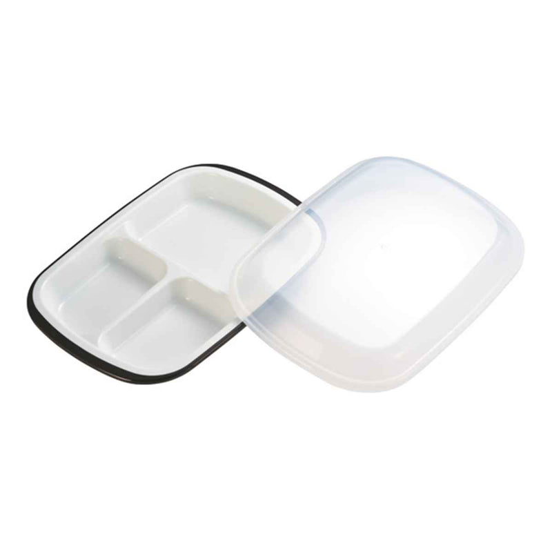 ランチプレート プラスチック 食器 フタ付きランチプレート 角型 楽弁 仕切り付き プラスチック製 -18