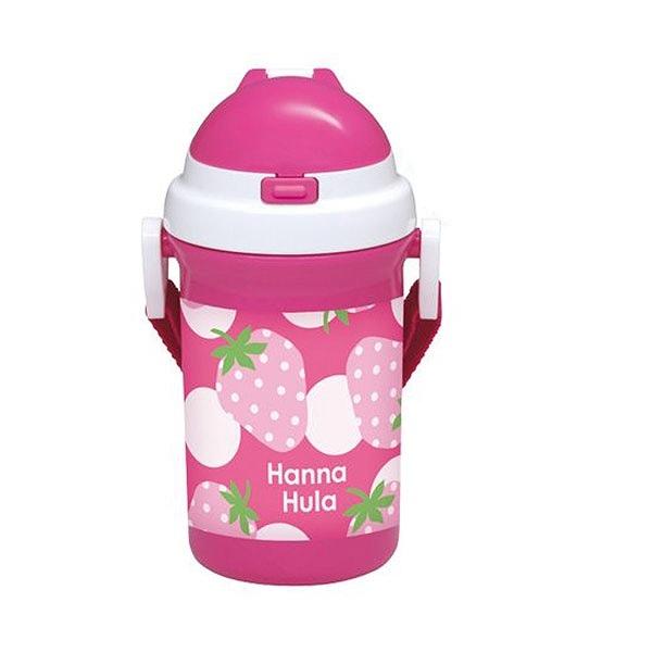 子供用水筒　Hanna Hula　ハンナフラ　いちご　ストロー付きプラボトル　400ml