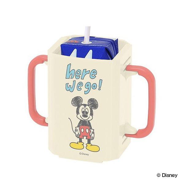 ドリンクホルダー 紙パックホルダー ミッキーマウス スケッチ 両手 ハンドル付き 子供用 キャラクター