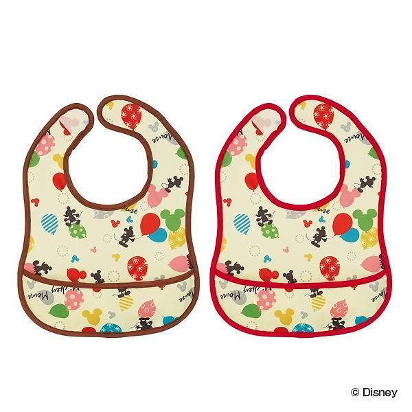 ベビーエプロン お食事エプロン ミッキーマウス バルーン Sサイズ 薄手 2枚入り