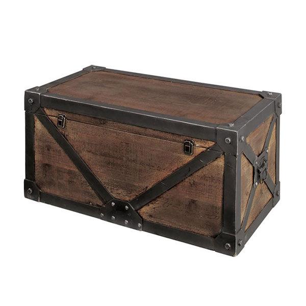 トランク　レトロ調　宝箱　天然木　Troll　幅82cm　Lサイズ