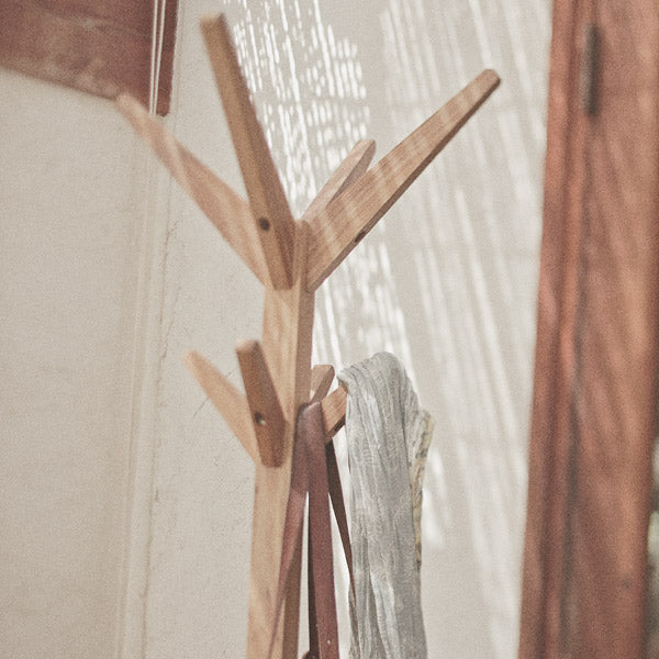 ポールハンガー　木製　ショートタイプ　天然木　オーク材　高さ120cm