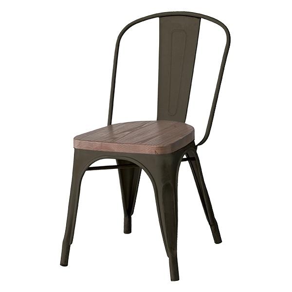 ダイニングチェア 椅子 スチールフレーム アラン 天然木座面 座面高44cm