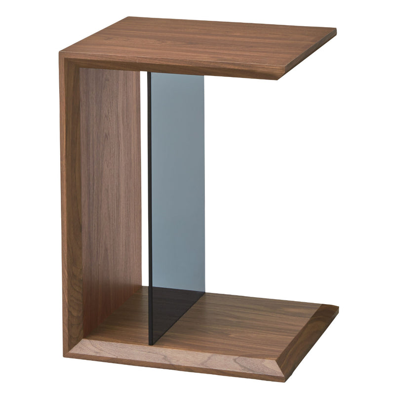サイドテーブル 強化ガラス棚 ウォールナット調 幅54cm -4