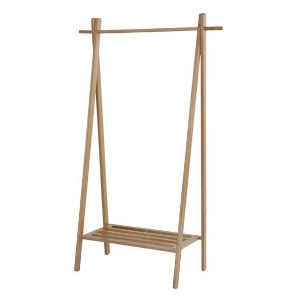 ハンガーラック 木製 天然木 オーク材 幅89cm