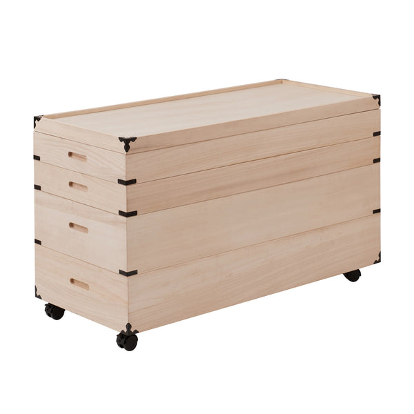 桐 衣装ケース 4段 衣裳箱 キャスター付 隅金具 高さ51cm