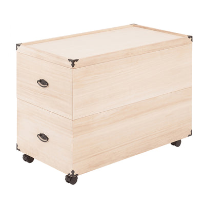 桐 衣装ケース 2段 押入れ収納 衣裳箱 キャスター付 隅金具 高さ63.5cm