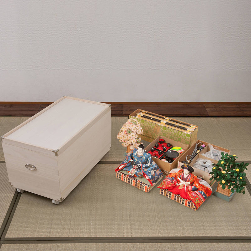 桐衣装箱 1段 日本製 ひな人形ケース 竹炭シート入り 高さ32.5cm