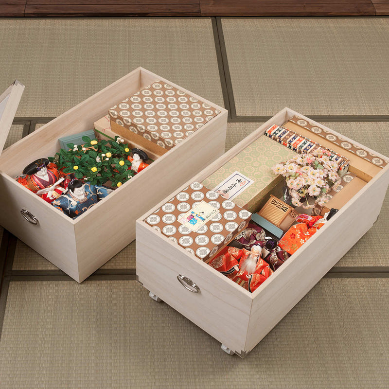 桐衣装箱 2段 日本製 ひな人形ケース 竹炭シート入り 高さ63.5cm