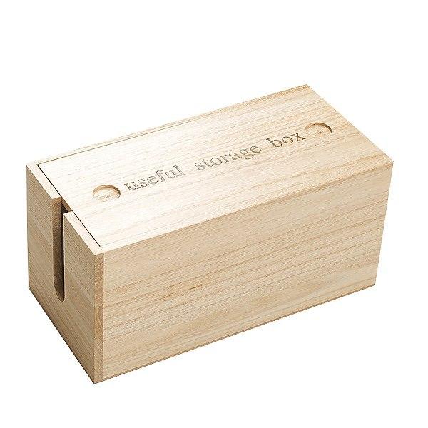 桐製タップボックスミニナチュラル色ケーブル収納箱日本製木製