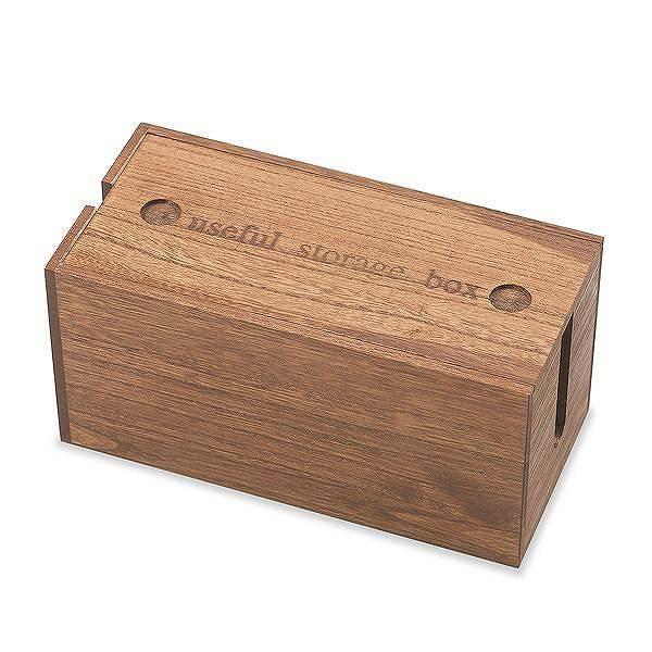 桐製タップボックスミニブラウン色２個組ケーブル収納箱日本製コンセント木製