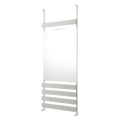 ミラー 鏡 突っ張り 立体ミラーラック 幅80cm 通常タイプ ラダーラック 収納 ウォールミラー