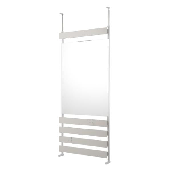 ミラー 鏡 突っ張り 立体ミラーラック 幅80cm 通常タイプ ラダーラック 収納 ウォールミラー