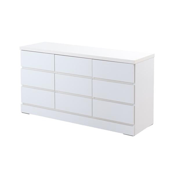 ローチェスト3段ワイドチェストシンプルホワイト幅119.5ｃｍ