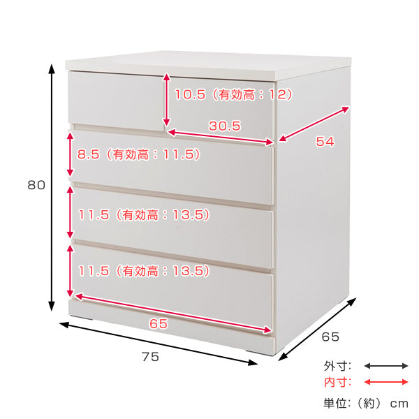 チェスト 4段 整理タンス 押入れ収納 奥深 キャスター付 幅75cm
