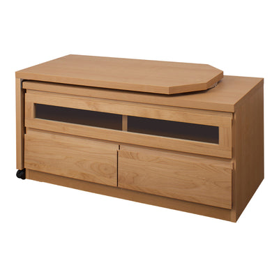 伸縮 テレビ台 回転盤付 アルダー前板 幅107～166cm ナチュラル