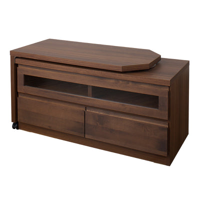 伸縮 テレビ台 回転盤付 アルダー前板 幅107～166cm ダークブラウン